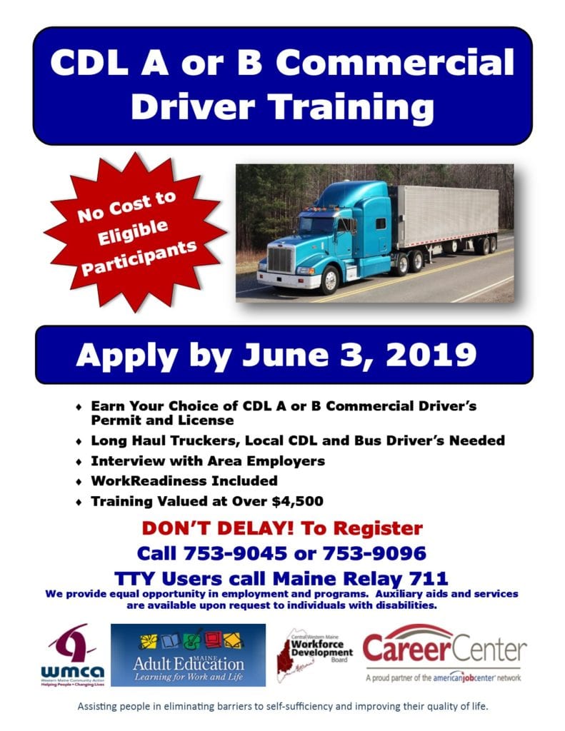 CDL A or B Commercial Driver Training Western Maine